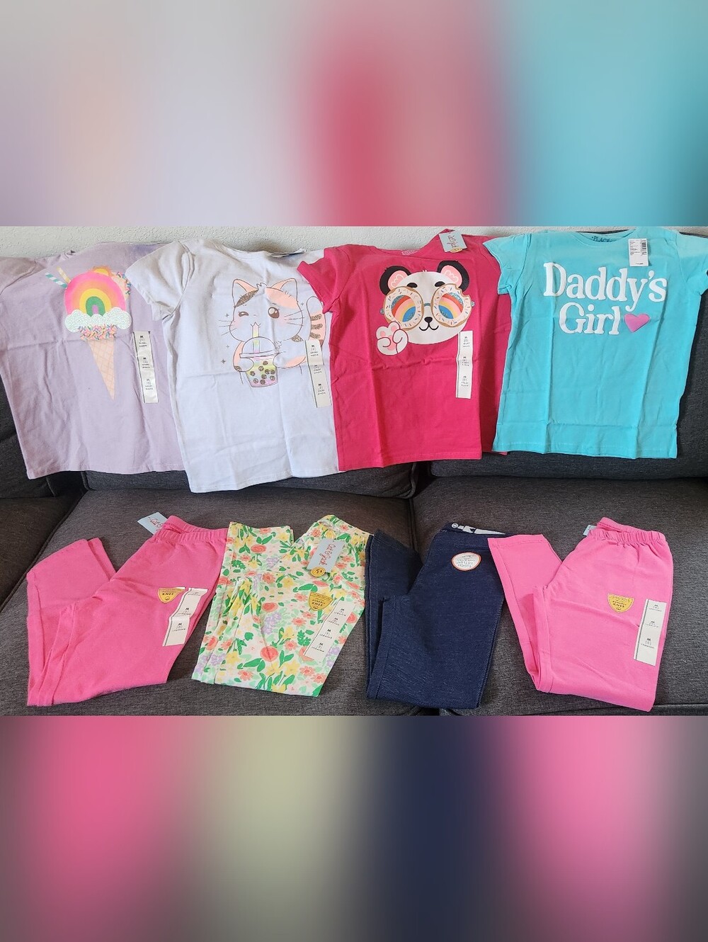 **NWT** Cat & Jack Children's Place Girls Sz 8 Med T-Shirts Tops Leggings Bundle